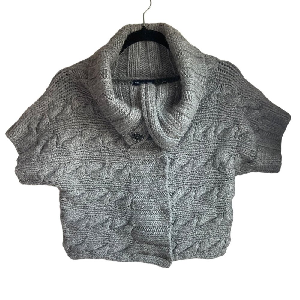GAP Small Cardigan Sweater Highcollar hand-knitted Cable Knit Wool Alpaca Chunky